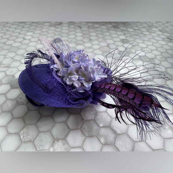 One-of-a-Kind Kentucky Derby Fascinator, Mad Hatter Louisville , Purple Floral main image 4